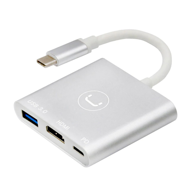 Hub 3 en 1 Unno Tekno HB1101SV USB-C Plateado