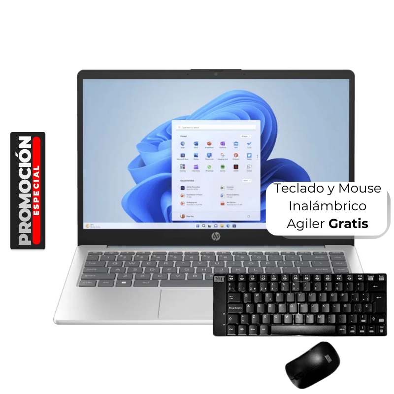 Laptop HP 14-em0021la 14" AMD Ryzen 5 7520U 16GB RAM 512GB SSD W11 Home Celeste Teclado Español
