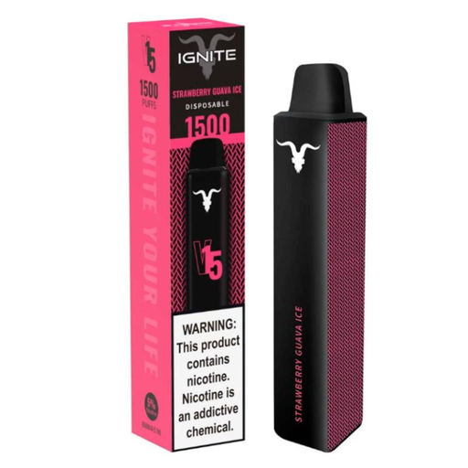 [810025995737] Vape Electronico Ignite V15 1500 Puffs Nic 5g Strawberry Guava Ice