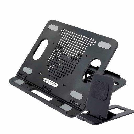 [NC6115BK] Base para Notebook Unno Tekno NC6115BK 17" con 8 Niveles de Inclinación + Soporte para el Celular
