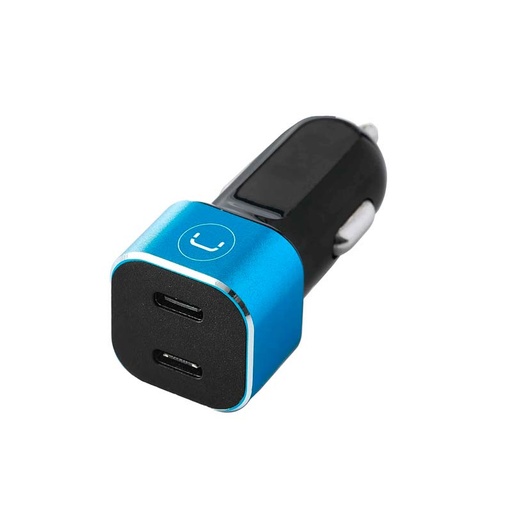 [PW5027BK] Cargador Unno Tekno PW5027BK para Carro Dual USB-C 40W Negro/Celeste